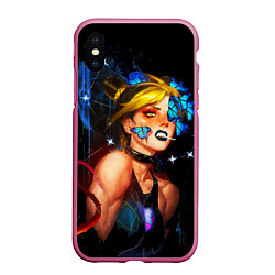 Чехол iPhone XS Max матовый Jojo Stone Ocean Jolyne cujoh, цвет: 3D-малиновый