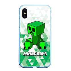Чехол iPhone XS Max матовый Minecraft Creeper ползучий камикадзе, цвет: 3D-голубой