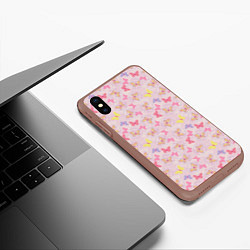 Чехол iPhone XS Max матовый Бабочки Butterflies, цвет: 3D-коричневый — фото 2