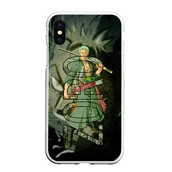 Чехол iPhone XS Max матовый Зоро Zoro Ван Пис, цвет: 3D-белый