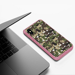 Чехол iPhone XS Max матовый Камуфляж из Собак Camouflage, цвет: 3D-малиновый — фото 2