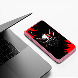 Чехол iPhone XS Max матовый БОГ ВОЙНЫ ЧЕРЕП С МЕЧАМИ, цвет: 3D-малиновый — фото 2