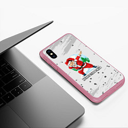 Чехол iPhone XS Max матовый Merry Christmas Santa Dabbing, цвет: 3D-малиновый — фото 2