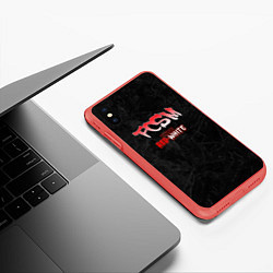 Чехол iPhone XS Max матовый Born to be red-white, цвет: 3D-красный — фото 2