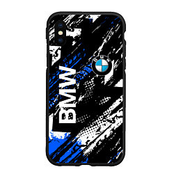Чехол iPhone XS Max матовый BMW следы от шин, цвет: 3D-черный