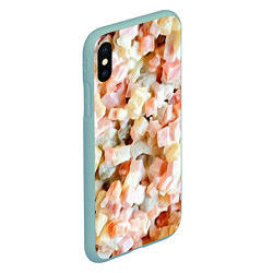 Чехол iPhone XS Max матовый Салат Оливье Новогодняя Оливьешка, цвет: 3D-мятный — фото 2