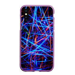 Чехол iPhone XS Max матовый NEON LINES Glowing Lines Effect, цвет: 3D-фиолетовый