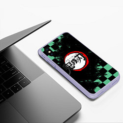 Чехол iPhone XS Max матовый ТАНДЖИРО, KIMETSU NO YAIBA LOGO, цвет: 3D-светло-сиреневый — фото 2