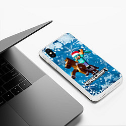 Чехол iPhone XS Max матовый МАЙНКРАФТ НОВОГОДНИЙ, MINECRAFT, цвет: 3D-белый — фото 2