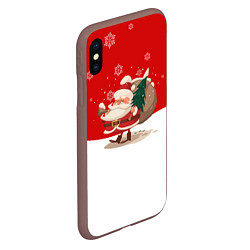 Чехол iPhone XS Max матовый Новогодний санта New Years Santa, цвет: 3D-коричневый — фото 2