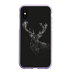 Чехол iPhone XS Max матовый DEER POLYGONS, цвет: 3D-светло-сиреневый