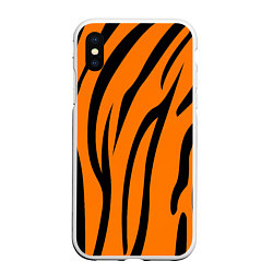 Чехол iPhone XS Max матовый Текстура тиграtiger, цвет: 3D-белый