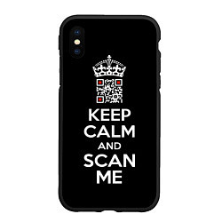Чехол iPhone XS Max матовый Keep calm and scan me: fuck off, цвет: 3D-черный