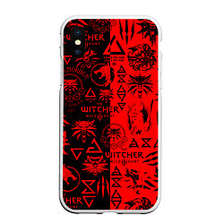 Чехол iPhone XS Max матовый THE WITCHER LOGOBOMBING BLACK RED, цвет: 3D-белый