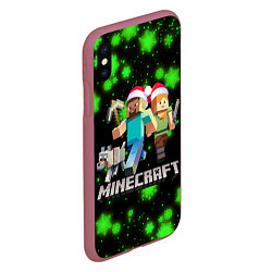 Чехол iPhone XS Max матовый НОВОГОДНИЙ MINECRAFT ГЕРОИ ИГРЫ, цвет: 3D-малиновый — фото 2