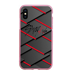 Чехол iPhone XS Max матовый Stray kids, K-pop, плиты, цвет: 3D-розовый