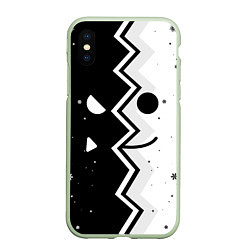 Чехол iPhone XS Max матовый НОВОГОДНИЙ GEOMETRY DASH SMILE 2022, цвет: 3D-салатовый