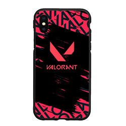 Чехол iPhone XS Max матовый Valorant паттерн, цвет: 3D-черный