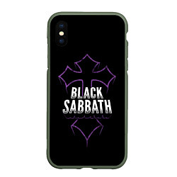 Чехол iPhone XS Max матовый Black Sabbat Cross, цвет: 3D-темно-зеленый