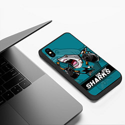 Чехол iPhone XS Max матовый San Jose Sharks, Сан Хосе Шаркс, цвет: 3D-черный — фото 2