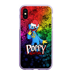 Чехол iPhone XS Max матовый POPPY PLAYTIME НОВОГОДНИЙ ПОППИ ПЛЕЙТАЙМ, цвет: 3D-светло-сиреневый