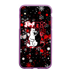 Чехол iPhone XS Max матовый Monokuma Снежинки Новый год, цвет: 3D-фиолетовый