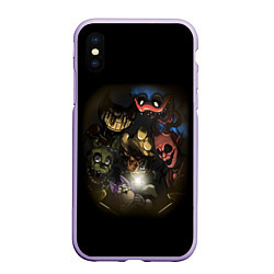 Чехол iPhone XS Max матовый POPPY PLAYTIME FIVE NIGHTS AT FREDDYS BENDY, цвет: 3D-светло-сиреневый