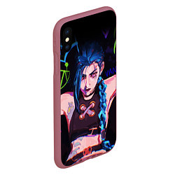 Чехол iPhone XS Max матовый LEAGUE OF LEGENDS JINX NEON АРКЕЙН, цвет: 3D-малиновый — фото 2