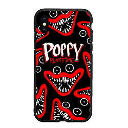 Чехол iPhone XS Max матовый Poppy Playtime Huggy Wuggy Smile, цвет: 3D-черный