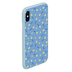 Чехол iPhone XS Max матовый Большой теннис паттерн, цвет: 3D-голубой — фото 2