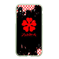 Чехол iPhone XS Max матовый Чёрный клевер патер, цвет: 3D-салатовый