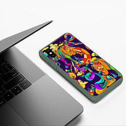 Чехол iPhone XS Max матовый Все смешалост-тигры,змеи, цвет: 3D-темно-зеленый — фото 2