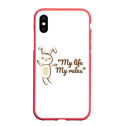 Чехол iPhone XS Max матовый My life My rules, цвет: 3D-красный