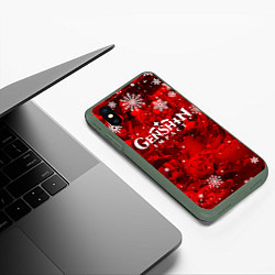 Чехол iPhone XS Max матовый ГЕНШИН ИМПАКТ НОВЫЙ ГОД АРТ 2022 GENSHIN IMPACT НО, цвет: 3D-темно-зеленый — фото 2