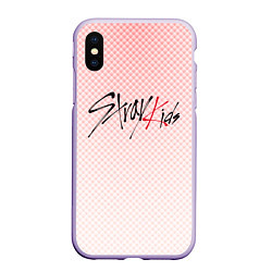 Чехол iPhone XS Max матовый Stray kids лого, K-pop ромбики, цвет: 3D-светло-сиреневый