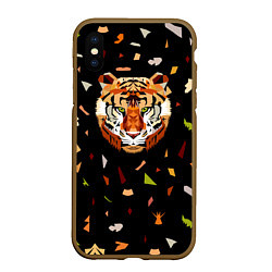 Чехол iPhone XS Max матовый Кусочки Тигра, цвет: 3D-коричневый