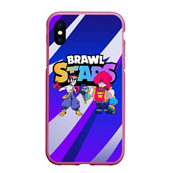 Чехол iPhone XS Max матовый FANG & GROM BRAWL STARS, цвет: 3D-малиновый