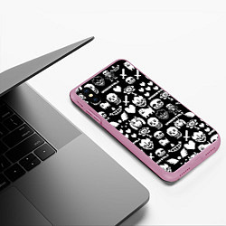 Чехол iPhone XS Max матовый UNDERTALE PATTERN БЕЛЫЙ, цвет: 3D-розовый — фото 2