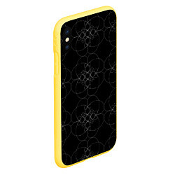 Чехол iPhone XS Max матовый Цветочный орнамент белый на черном, цвет: 3D-желтый — фото 2