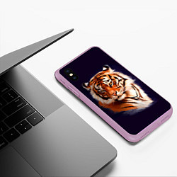 Чехол iPhone XS Max матовый Грозный Тигр Символ 2022 Года Tiger Beast, цвет: 3D-сиреневый — фото 2