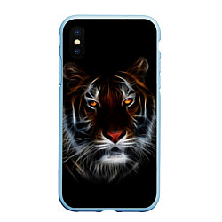 Чехол iPhone XS Max матовый Тигр в Темноте Глаза Зверя, цвет: 3D-голубой