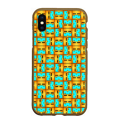 Чехол iPhone XS Max матовый GEOMETRY DASH CLASSIC FACE PATTERN КЛАССИКА, цвет: 3D-коричневый