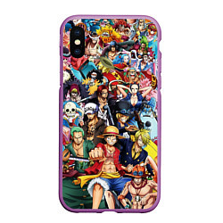 Чехол iPhone XS Max матовый ВСЕ ГЕРОИ АНИМЕ ВАН ПИС ALL HEROES ONE PIECE, цвет: 3D-фиолетовый