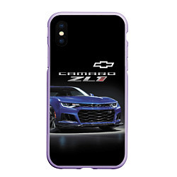 Чехол iPhone XS Max матовый Chevrolet Camaro ZL1 Motorsport, цвет: 3D-светло-сиреневый