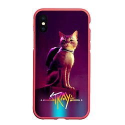 Чехол iPhone XS Max матовый Stray cat кот бродяга, цвет: 3D-красный