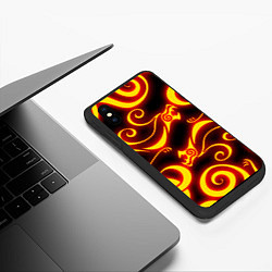 Чехол iPhone XS Max матовый ОГНЕННОЕ ТАТУ ДРАКЕНА DRAKEN FIRE TATTOO, цвет: 3D-черный — фото 2