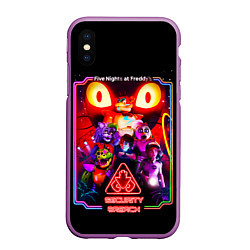 Чехол iPhone XS Max матовый Five nights at freddys security breach, цвет: 3D-фиолетовый