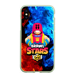 Чехол iPhone XS Max матовый BRAWL STARS GROM БРАВЛ СТАРС ГРОМ, цвет: 3D-салатовый