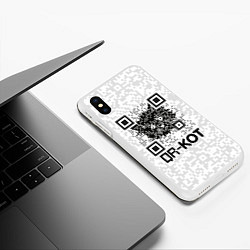 Чехол iPhone XS Max матовый QR код котик, цвет: 3D-белый — фото 2