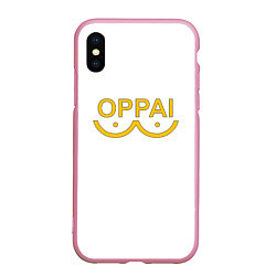 Чехол iPhone XS Max матовый OPPAI LOGO ONE-PUNCH MAN, цвет: 3D-розовый